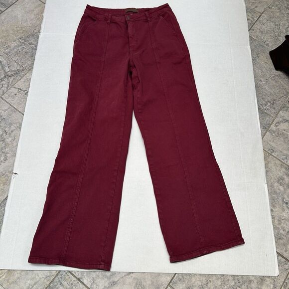 Judy Blue Maroon Burgundy Hi-Rise Front Seam Straight‎ Size 13/31 Style #88800 - Picture 4 of 5